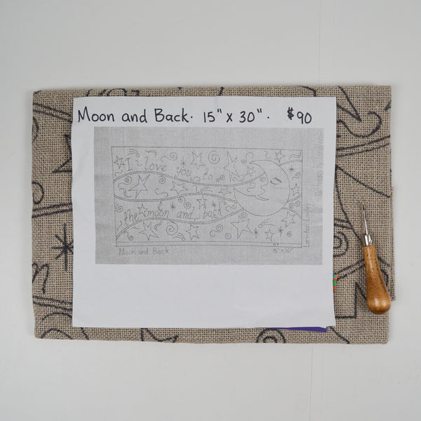 Moon and Back Printed Burlap for Rug Hooking - 15" x 30"