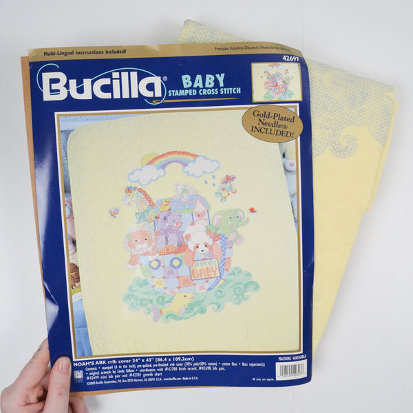 Bucilla Noah's Ark Crib Cover Stamped Cross Stitch Pattern - 34" x 43"