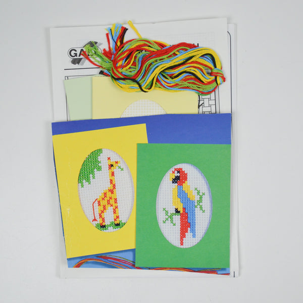 Parrot + Giraffe Counted Cross Stitch Cards Kits