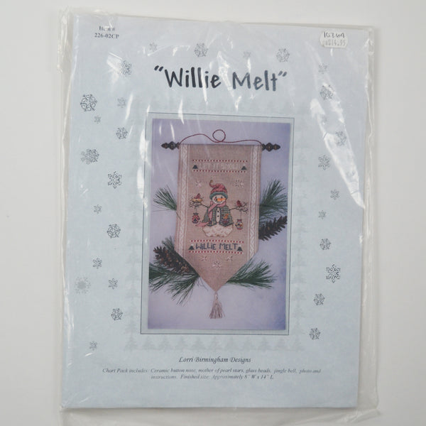 Willie Melt Snowman Cross Stitch Pattern + Embellishments