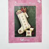 Just Nan Cranberry Plaid Stocking Cross Stitch Pattern + Beads