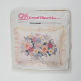 Columbia-Minerva Brown Line Floral Crewel Pillow Kit
