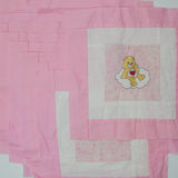 Pink + White 14" Log Cabin Quilt Blocks with One Care Bear - Set of 15