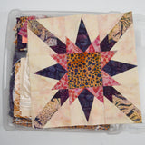 Foundation Paper Piecing Batik Quilt Block Kit - Pattern + Fabric in Organizing Case