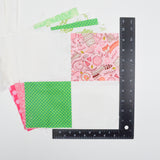 Pink, White + Green Four Patch Quilt Blocks, 9.5" Square - Set of 85