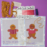 Whimsy and Grace Gingerbread Men Needlepoint Ornaments - Partially Worked