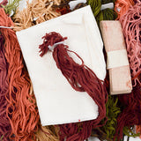 Brown, Red + Green Wool Strips + Backing for Primitive Rug Hooking