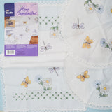 Bucilla Home Coordinates Butterfly & Dragonfly Dresser Scarf and Doily Set - Stitched