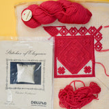 Stitches of Elegance Charted Needlepoint Pillowcase Kit - Partially Worked