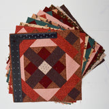 Brown, Red + Pink Pieced Quilt Block Bundle