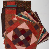 Brown, Red + Pink Pieced Quilt Block Bundle