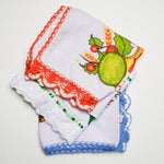 Spanish Large Peace + Christmas Linens with Crochet Lace Edge - Set of 3