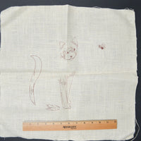 Vintage Elsa Williams Siamese Cat + Bee Linen, Stamped for Crewel Embroidery