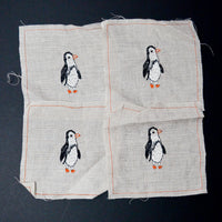 Puffin Embroidered Linen Napkins