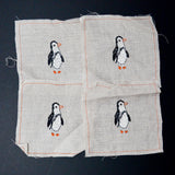 Puffin Embroidered Linen Napkins