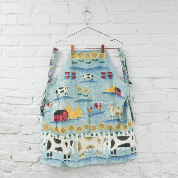 Barnyard Print Canvas Apron - Missing Neck Strap