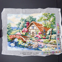 Sunset English Garden Completed Needlepoint Panel - 16" x 12"