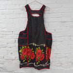 Black + Red Floral + Dotted Apron