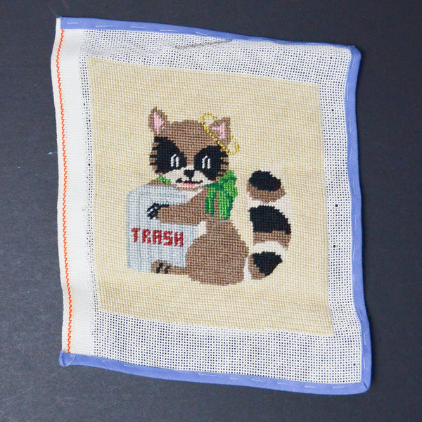 Raccoon Small Needlepoint Panel - Complete