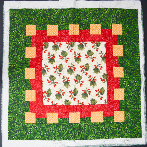 Green + Red Mini Quilt - Unfinished