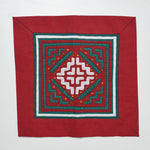 Red Geometric Mola Embroidery Panel - 7" x 7"