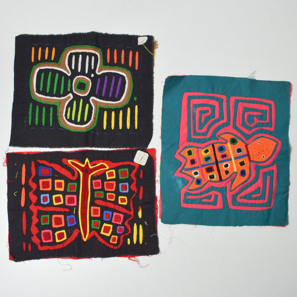 Colorful Mola Embroidery Panels - Set of 3
