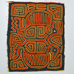 Orange + Black Mola Embroidery Panel - 13 1/2" x 16"