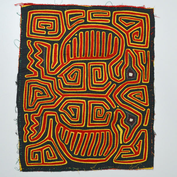 Orange + Black Mola Embroidery Panel - 13 1/2" x 16"