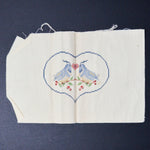 Bird Heart 1986 Finished Cross Stitch Panel - 7.5" x 11"