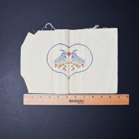 Bird Heart 1986 Finished Cross Stitch Panel - 7.5" x 11"