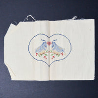 Bird Heart 1986 Finished Cross Stitch Panel - 7.5" x 11"