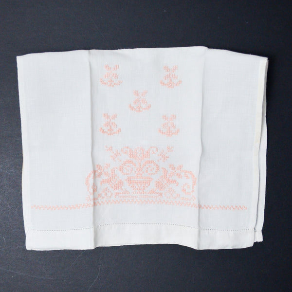 Pink Embroidered Linen - 12" x 18"
