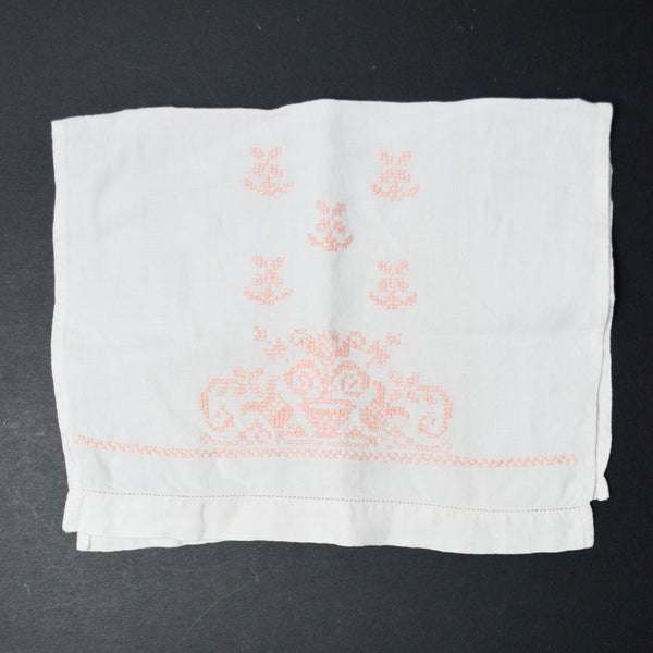 Pink Embroidered Linen - 12" x 18"