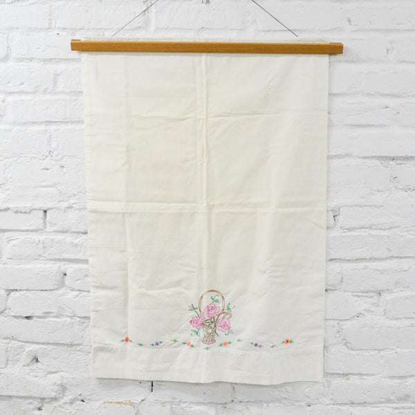 Embroidered Floral PIllowcase - 20" x 29"