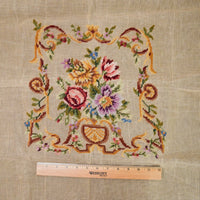 Floral Preworked Needlepoint Canvas Panel