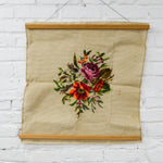 Floral Tramme Needlepoint Canvas Panel, Partially Stitched