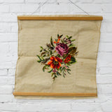 Floral Tramme Needlepoint Canvas Panel, Partially Stitched
