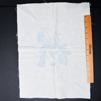 White Linen Panel, Stamped with Cross Stitch Bird for Embroidery