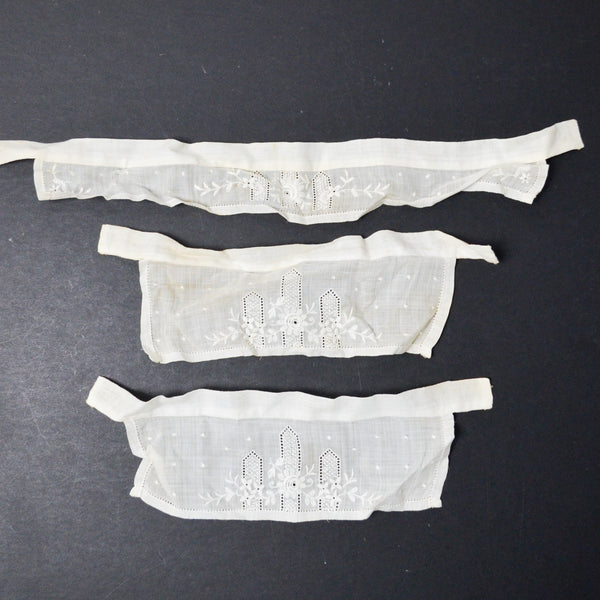 White Openwork + Embroidered Floral Panels - Set of 3