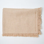 Brown Woolly Table Runner with Drawn Threadwork Border - 18" x 50"