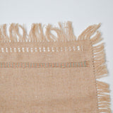Brown Woolly Table Runner with Drawn Threadwork Border - 18" x 50"