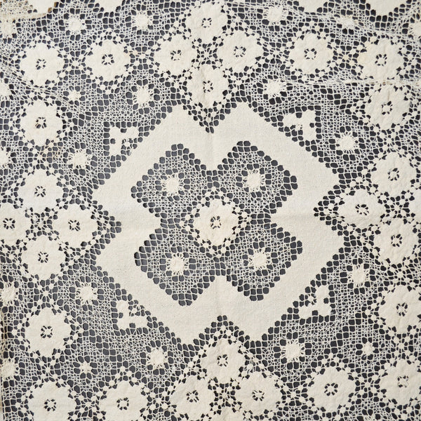 Vintage Lace Tablecloth (Stained) - 35" x 36"