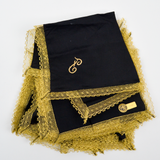 Black + Gold Lace Gerbrend Creation Cotton Handkerchiefs, 12.5" Square  - Set of 16