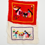 Embroidered Farm Scenes on Woven Fabric Panels - Set of 2