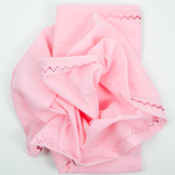 Pink Fleece Blanket with Gradient Embroidered Edge - 36" x 39"