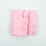 Pink Fleece Blanket with Gradient Embroidered Edge - 36" x 39"