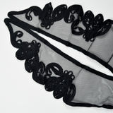 Black Mesh Edged Collar Applique Panels - Set of 2