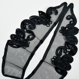 Black Mesh Edged Collar Applique Panels - Set of 2