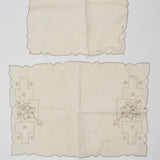 Off-White + Beige Lace Edge Placemat, 10" x 18" + 2 Napkins, 12" x 12"