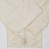Off-White + Beige Lace Edge Placemat, 10" x 18" + 2 Napkins, 12" x 12"